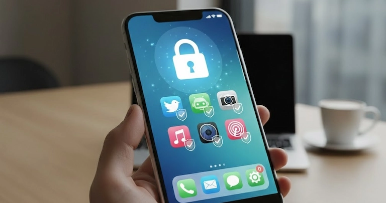 La pantalla de un móvil. Las aplicaciones están bloqueadas con PIN, patrón, contraseña o huella dactilar.